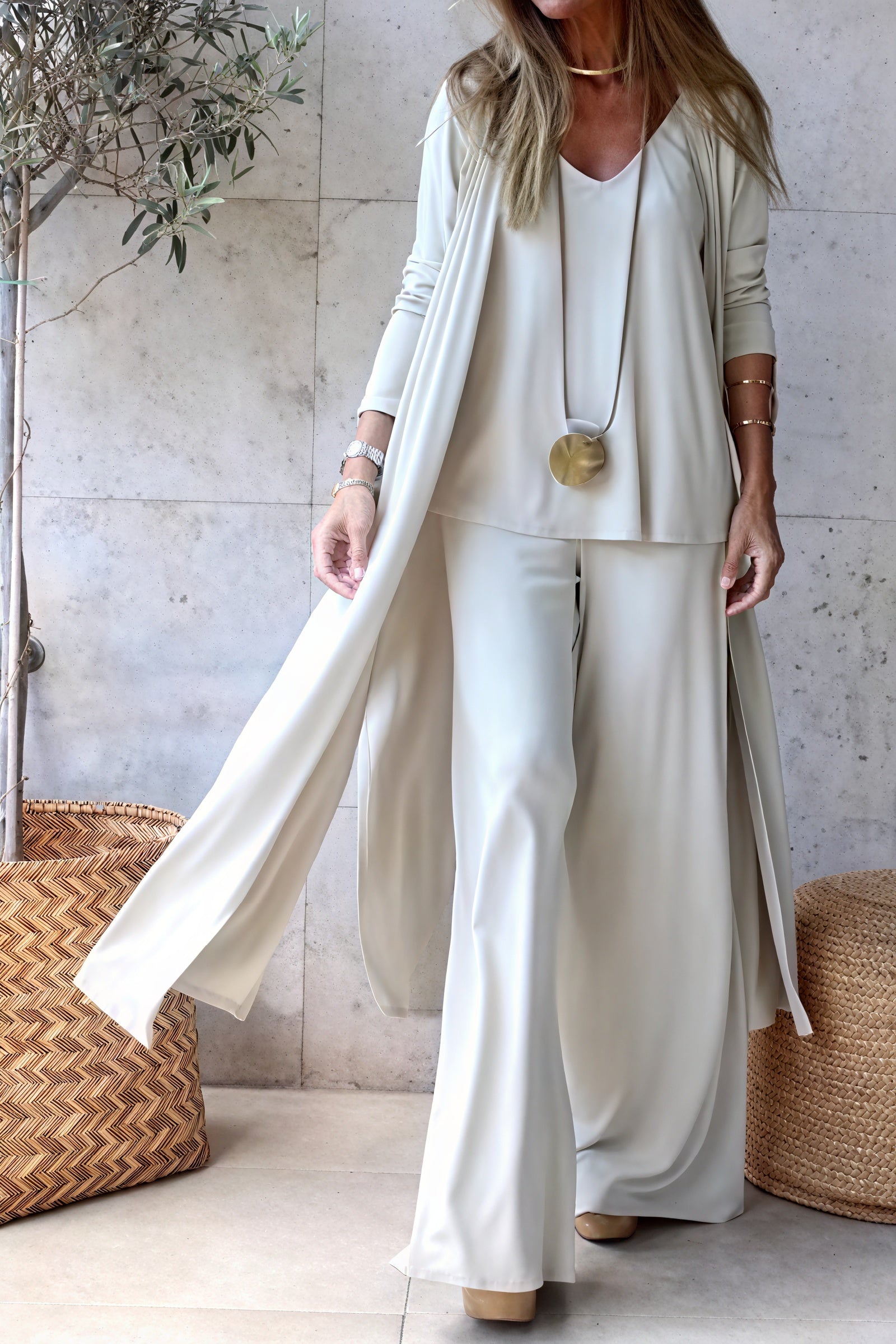 Completo Pantaloni Ampi e Cardigan Lungo