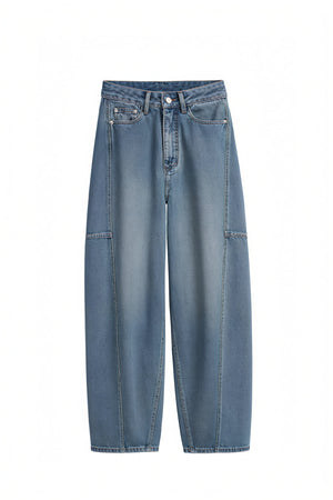 Jeans Gamba Larga Vita Alta