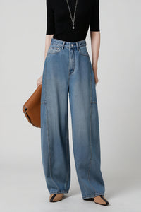Jeans Gamba Larga Vita Alta