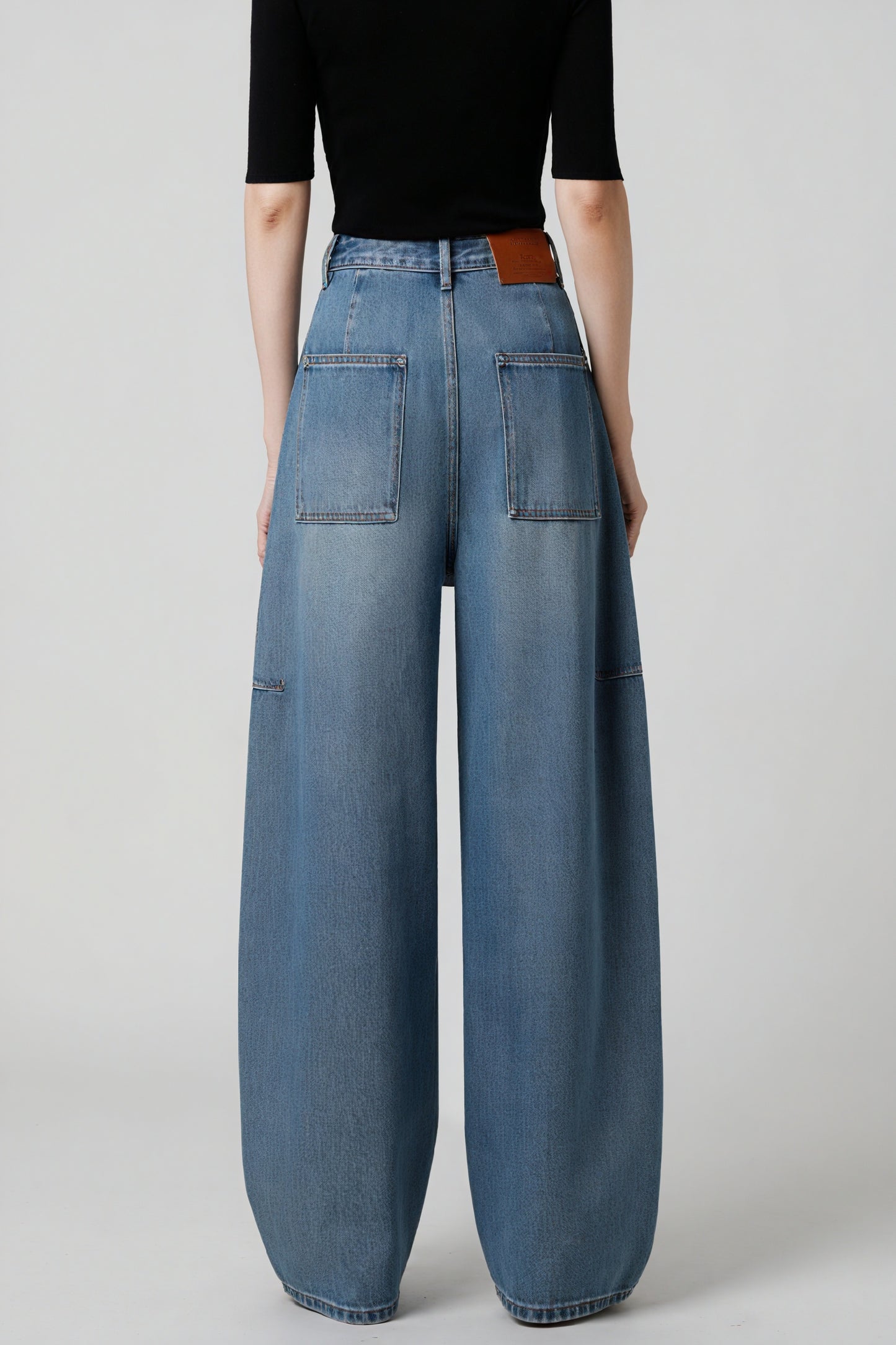Jeans Gamba Larga Vita Alta