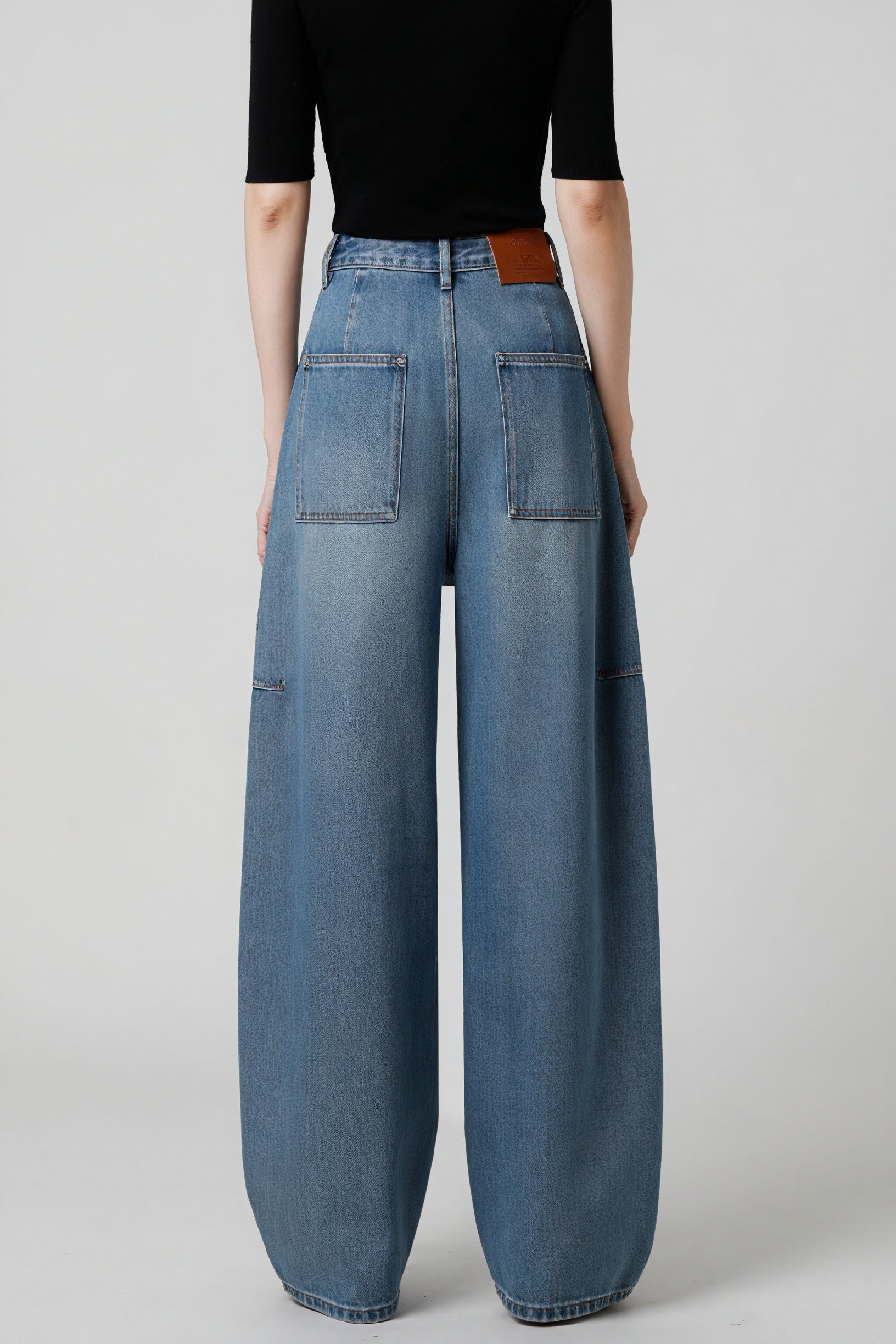 Jeans Gamba Larga Vita Alta