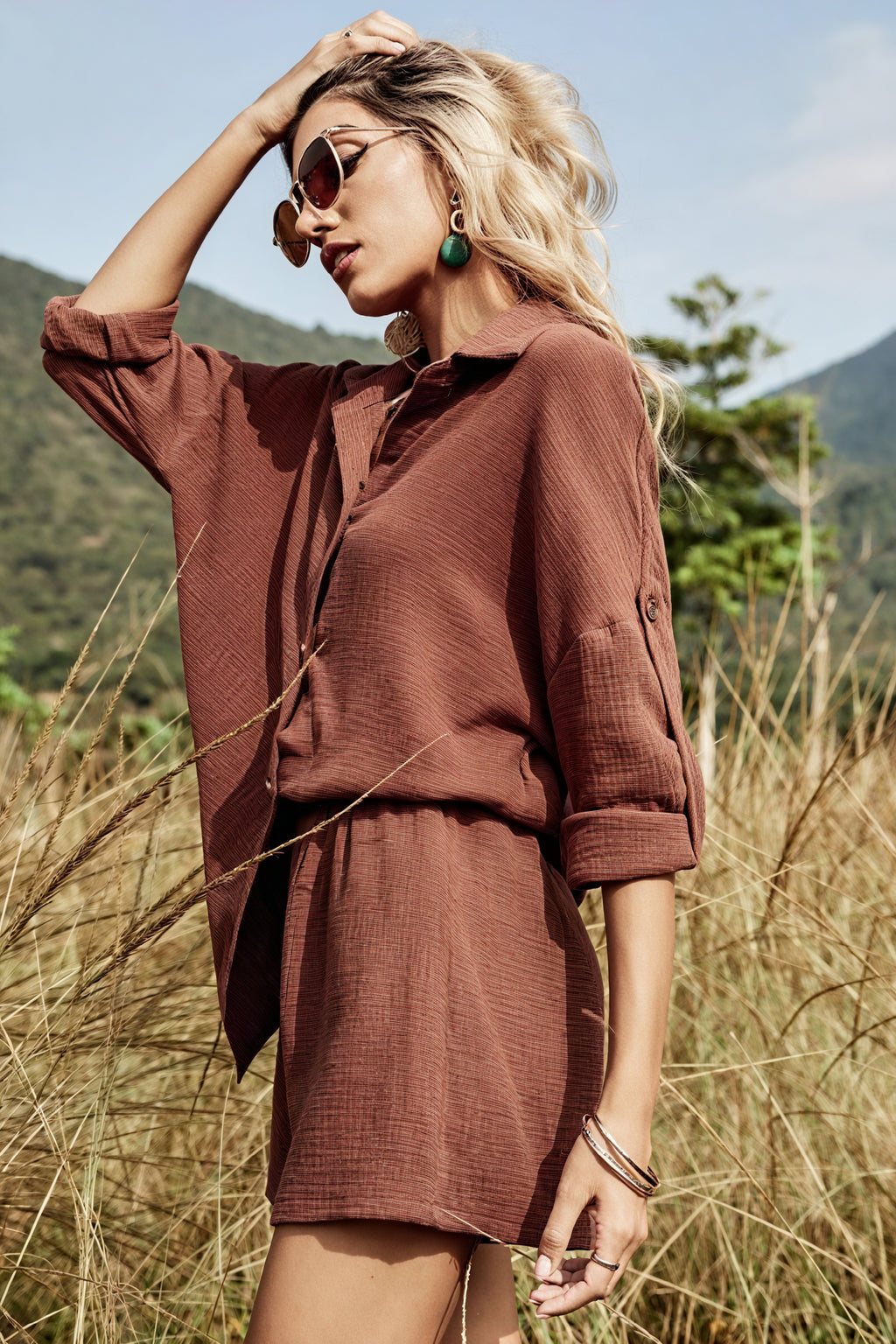 Completo Camicia e Shorts Texturizzati