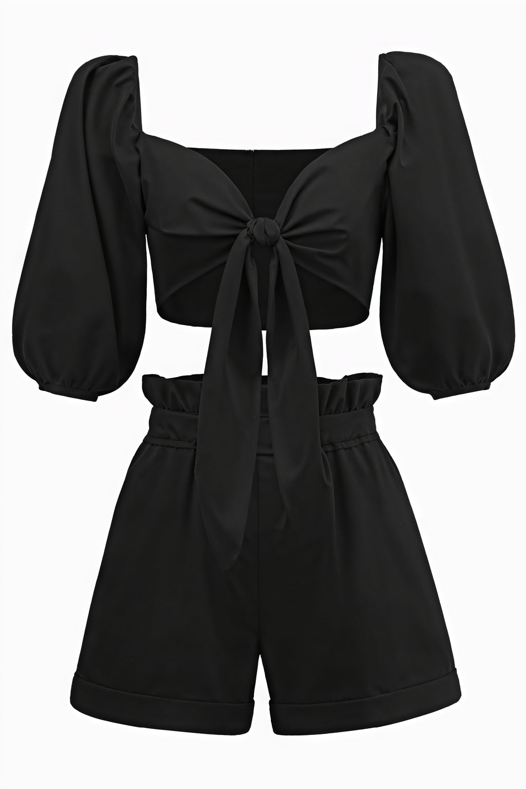 Completo Top Corto & Shorts Vita Alta