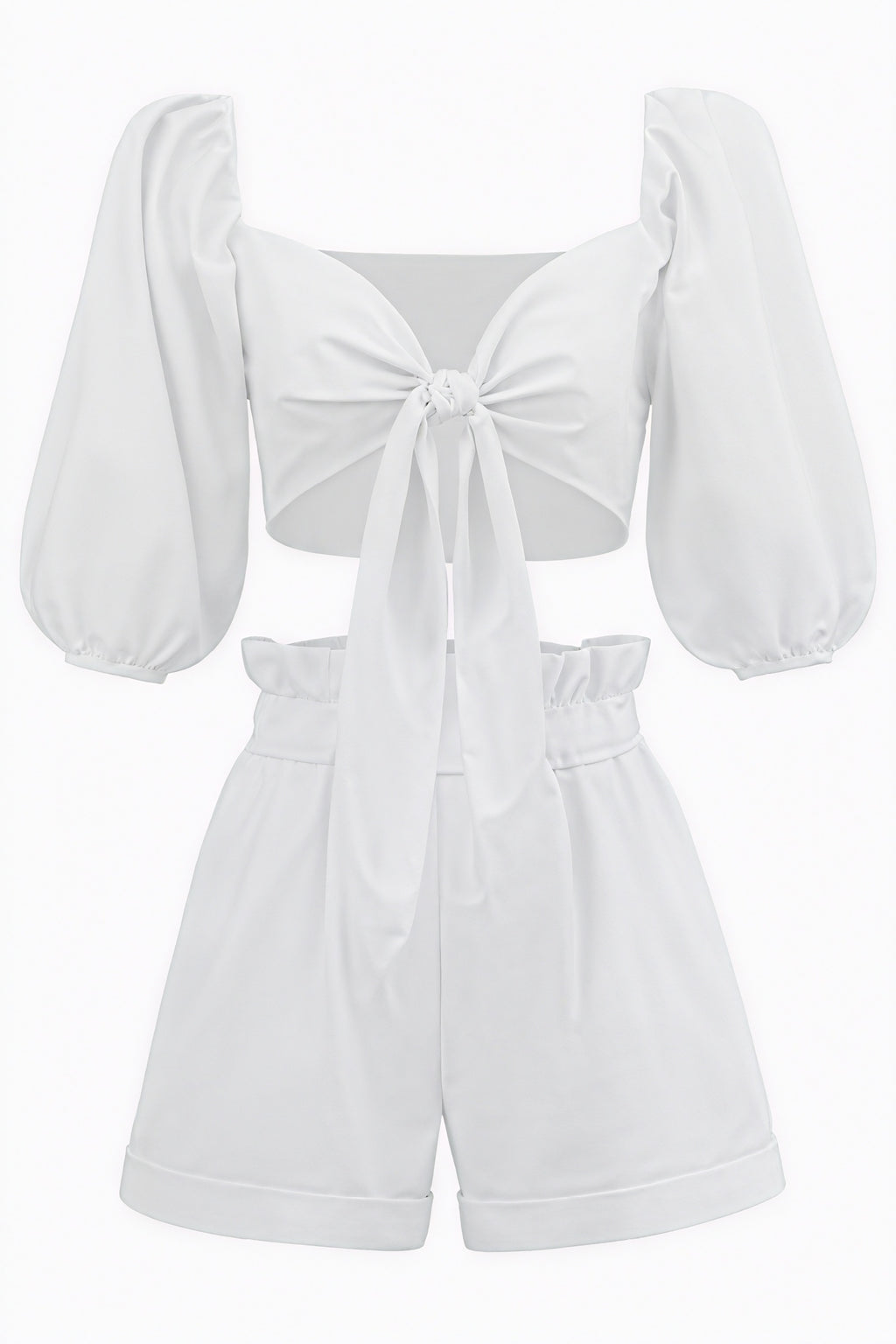 Top con Nodo e Maniche a Sbuffo