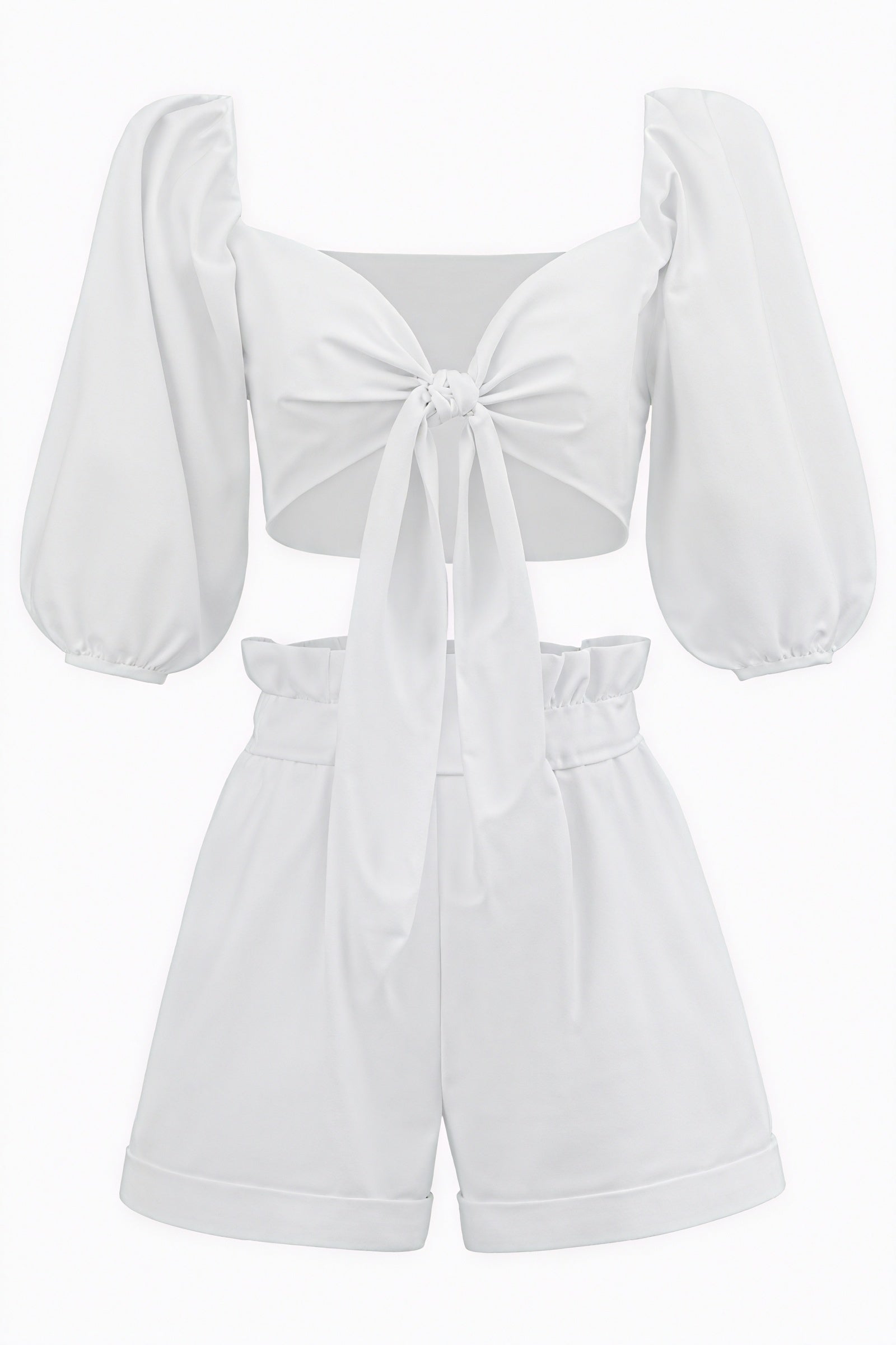 Top con Nodo e Maniche a Sbuffo