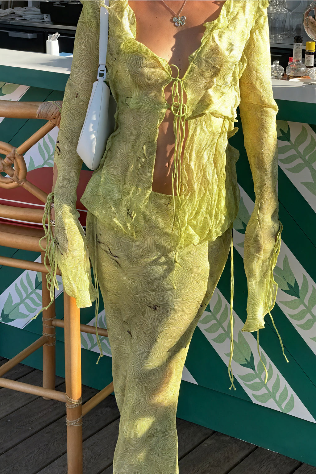 Abito Coordinato a Righe Testurizzate