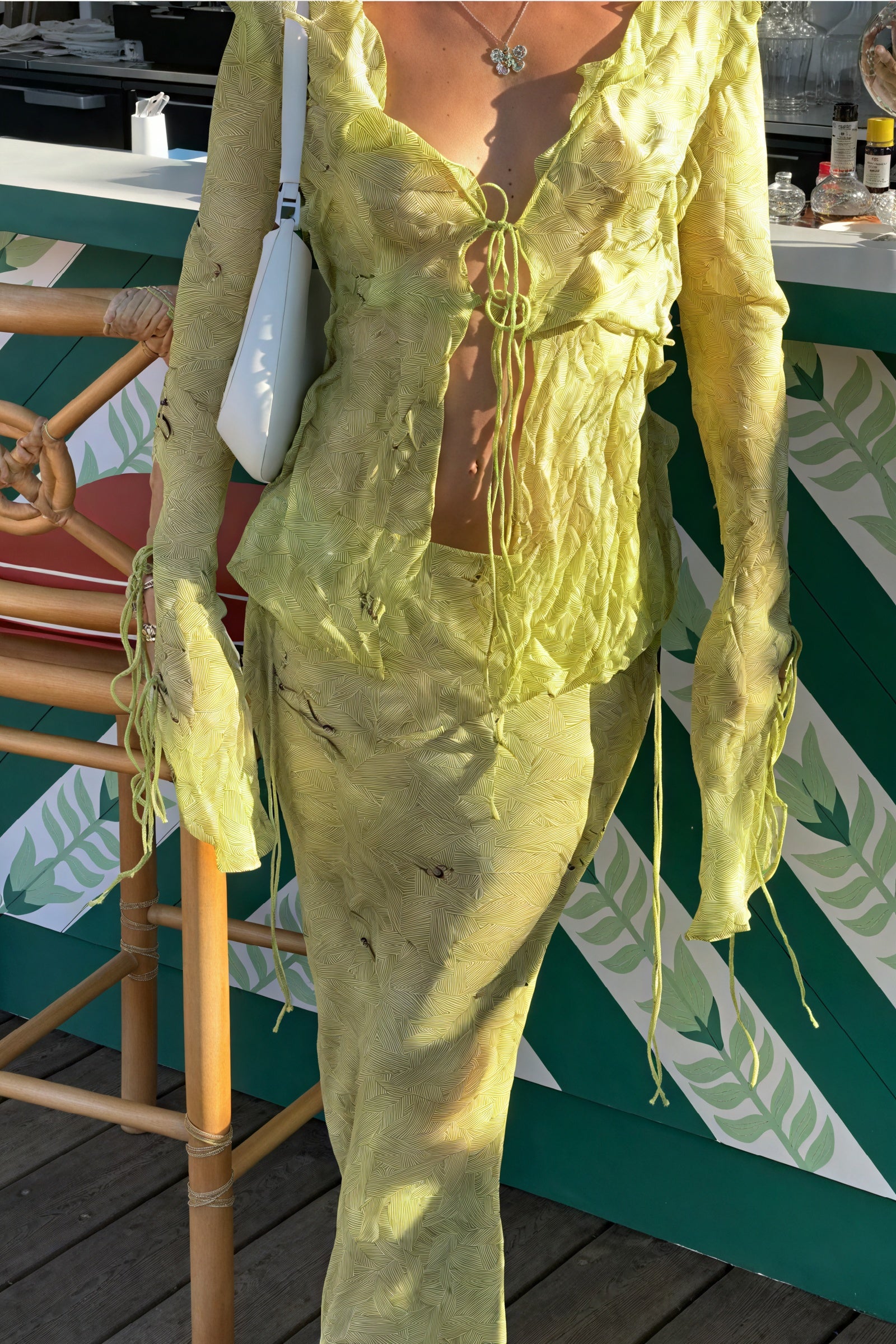 Abito Coordinato a Righe Testurizzate