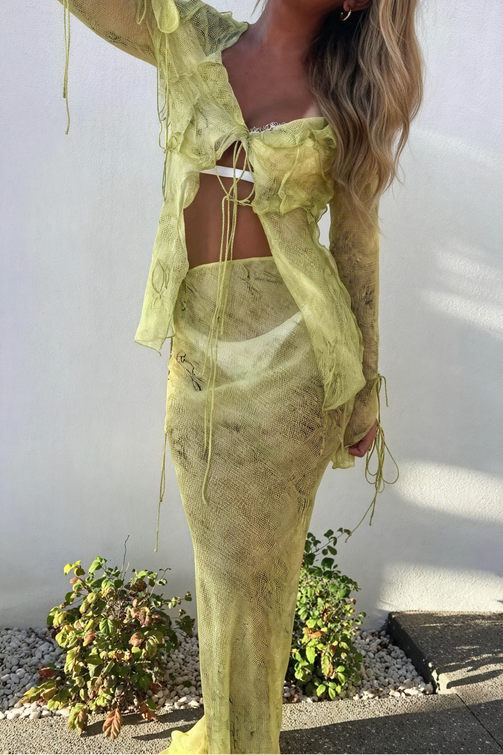 Abito Coordinato a Righe Testurizzate