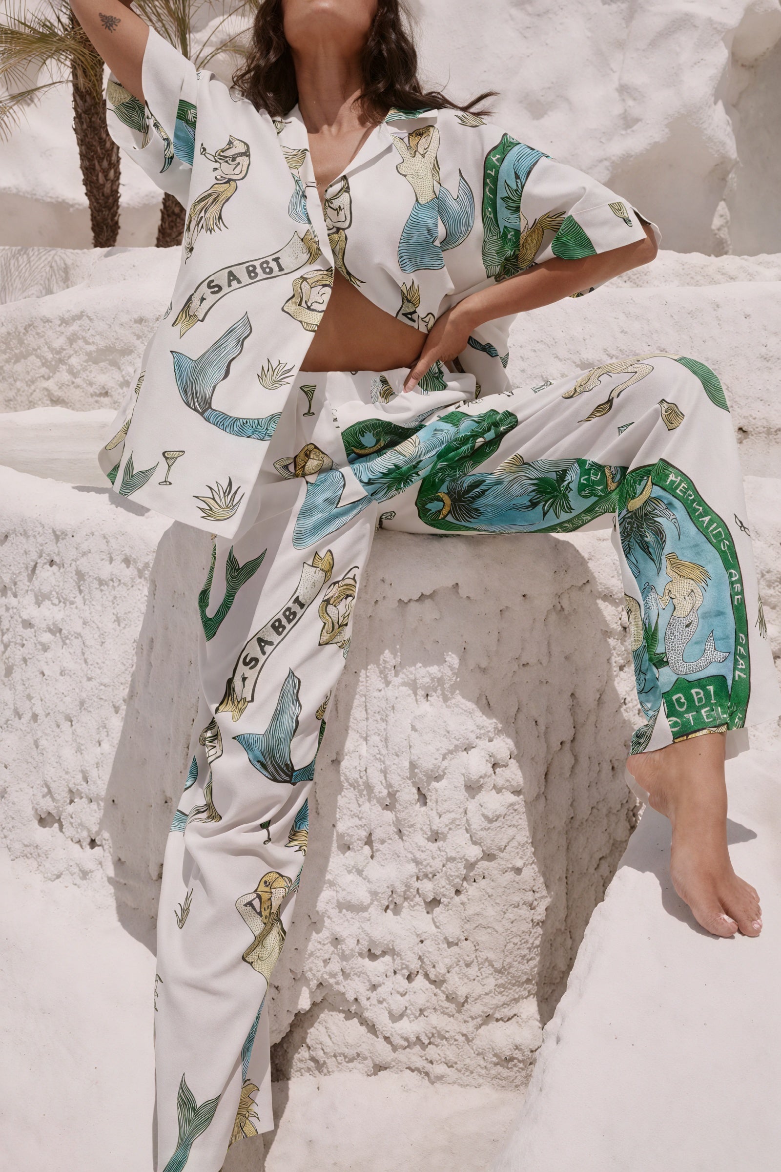 Pigiama Donna con Stampa Sirena – Set Camicia Maniche Lunghe e Pantaloni Morbidi-79730-9ea72431-56c0-444c-b27a-57abb7a5e307