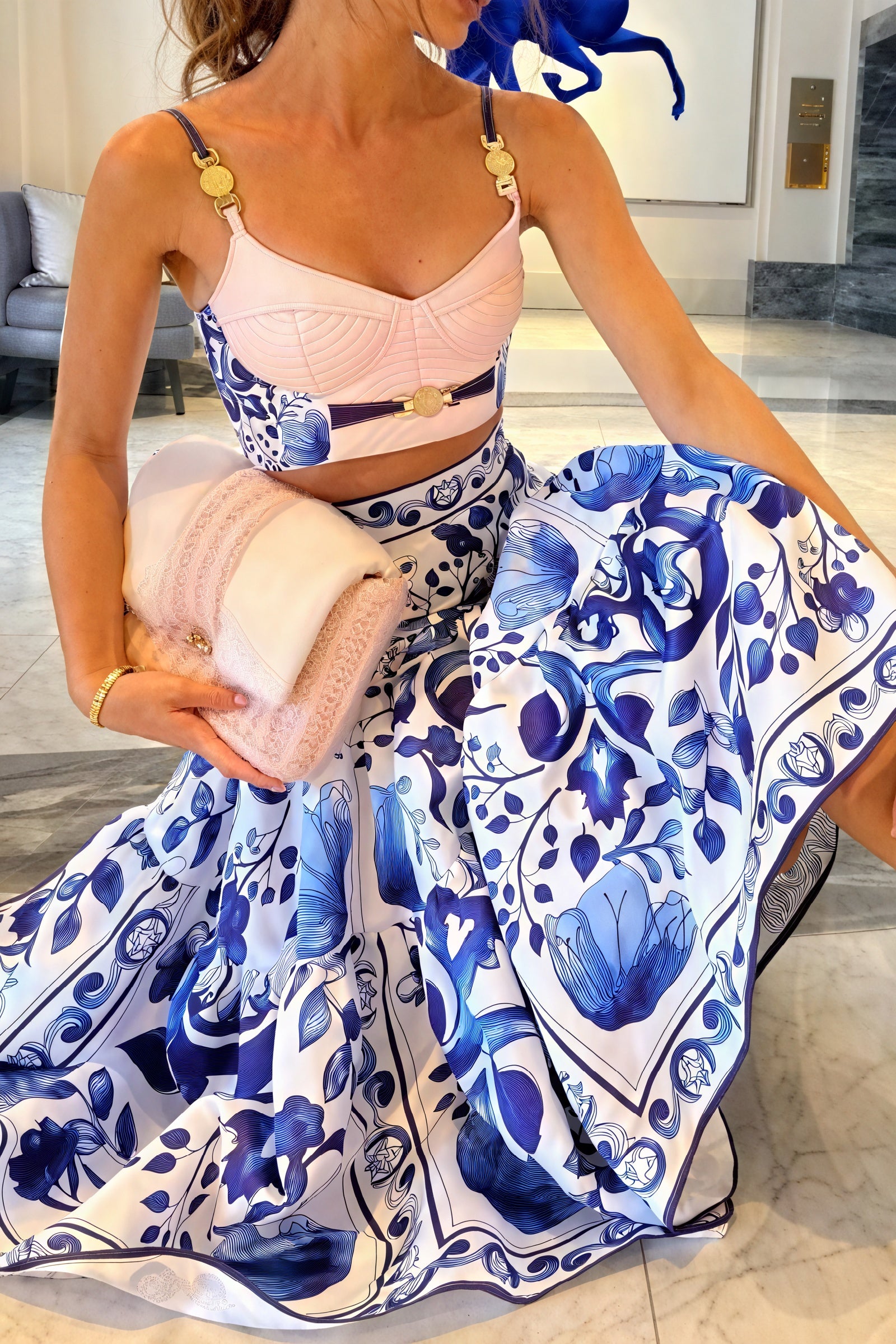 Completo Top Bustier e Gonna Midi Floreale