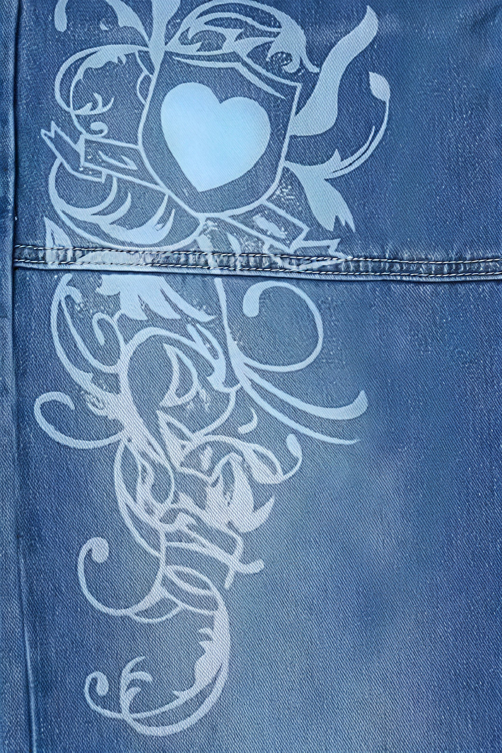 Jeans Baggy Vita Alta con Grafica Floreale