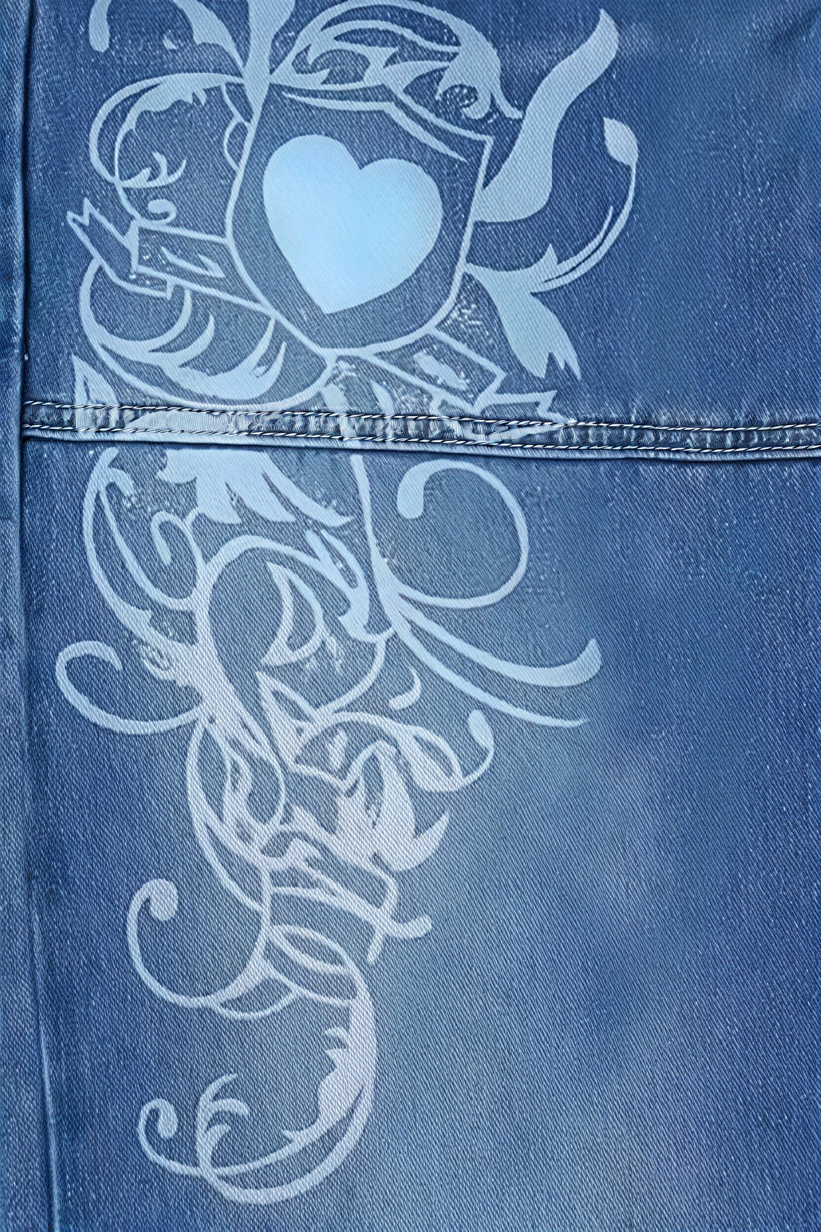 Jeans Baggy Vita Alta con Grafica Floreale