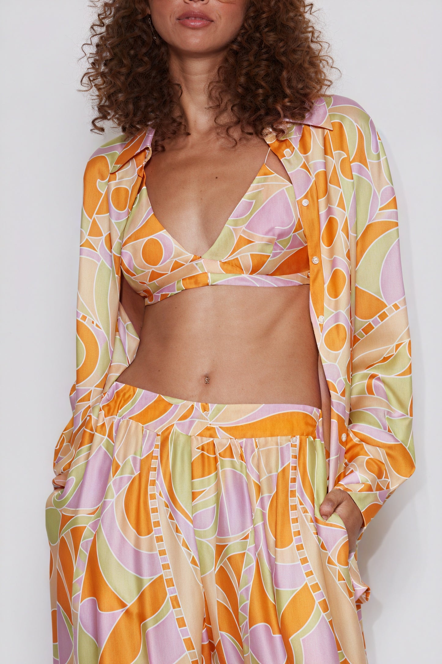 Completo Boho Chic: Top, Bra & Pantaloni Ampi