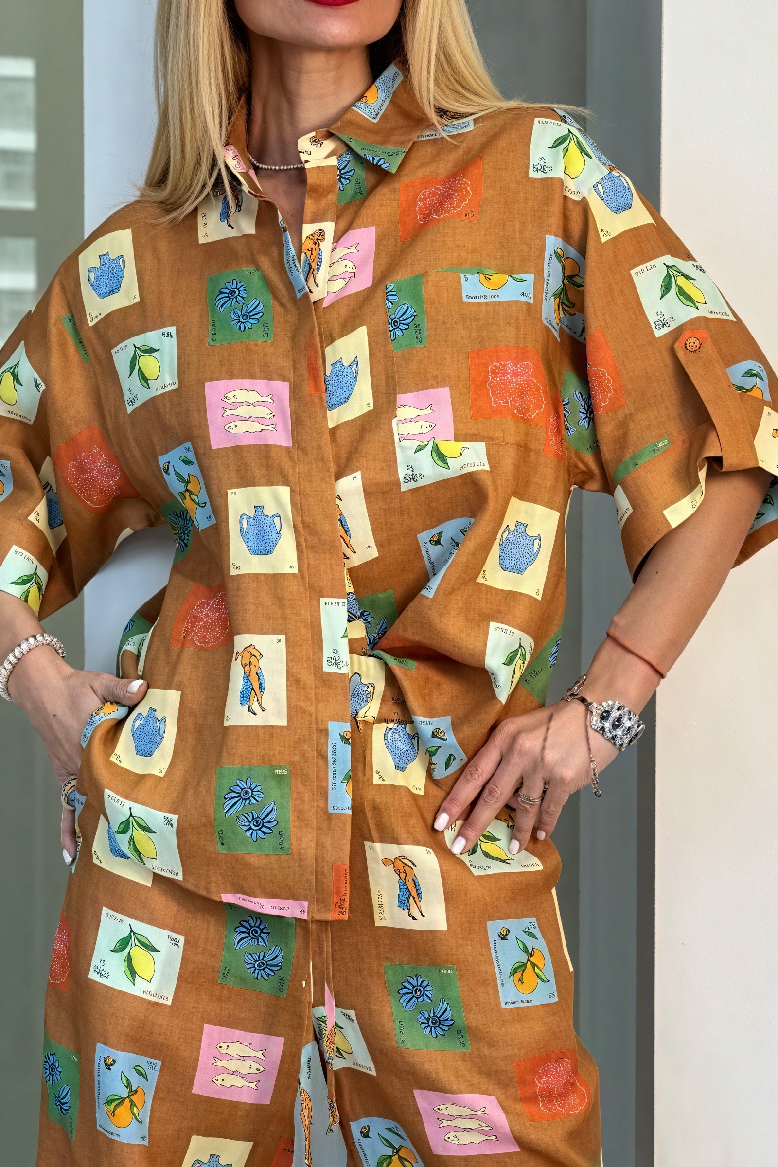 Completo Estivo in Lino con Stampa Artistica