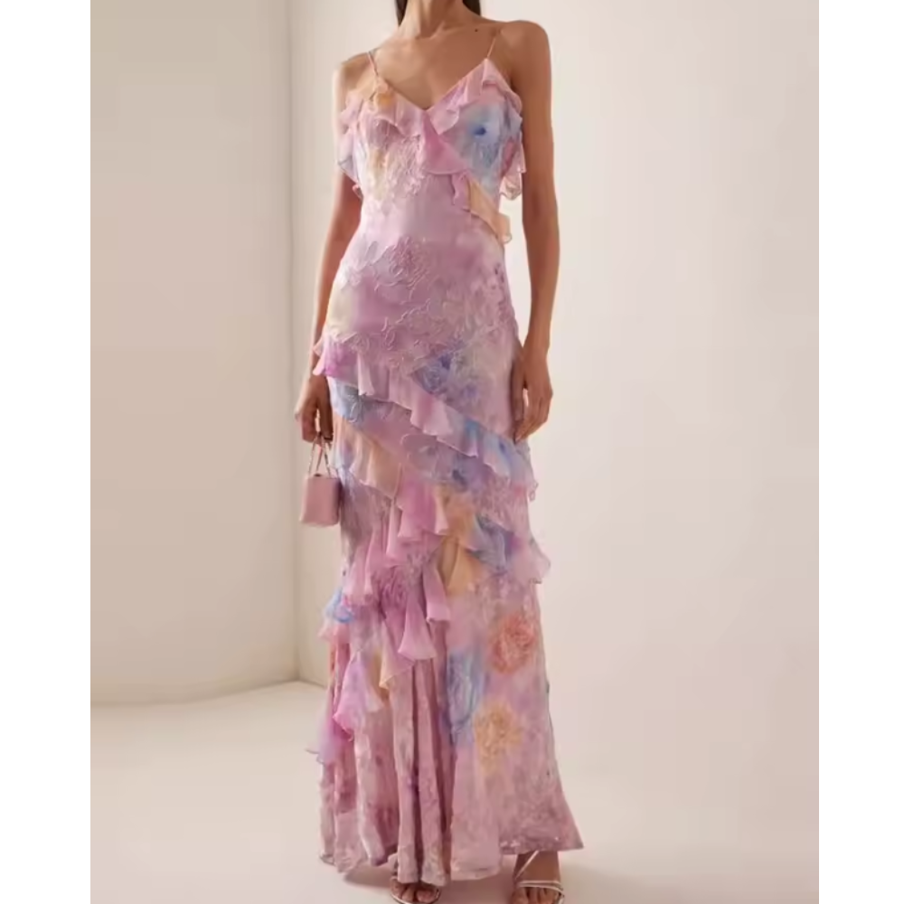 Abito Estivo Fluido – Dettagli Rouches e Spalline Sottili