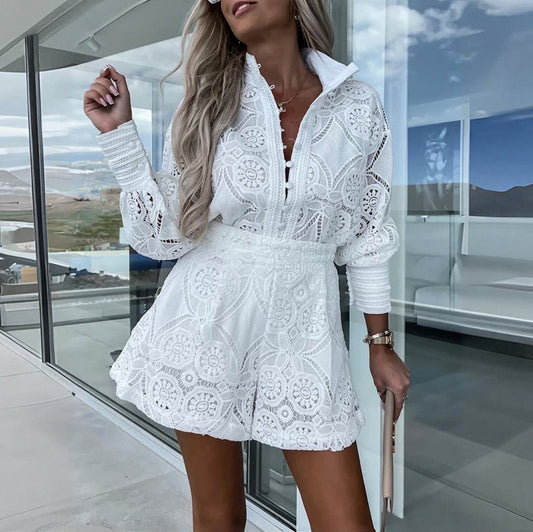 Completo Donna Pizzo – Top Abbottonato Manica Lunga e Shorts, Dorio Moda-83324-7c51247a-b64a-4720-b8f0-b7bd5a61928f