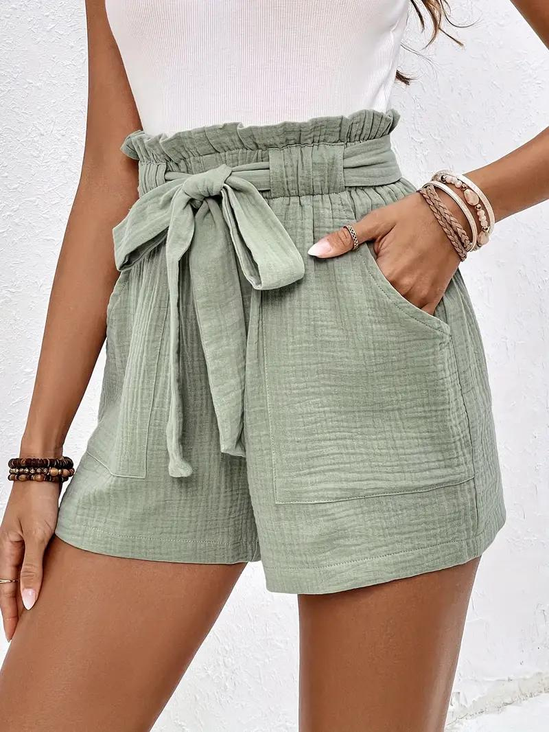 Shorts a Vita Alta con Cintura