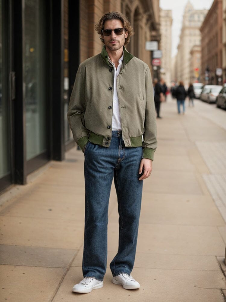 Casual Contrast Collar Jacket Jackets coofandy 