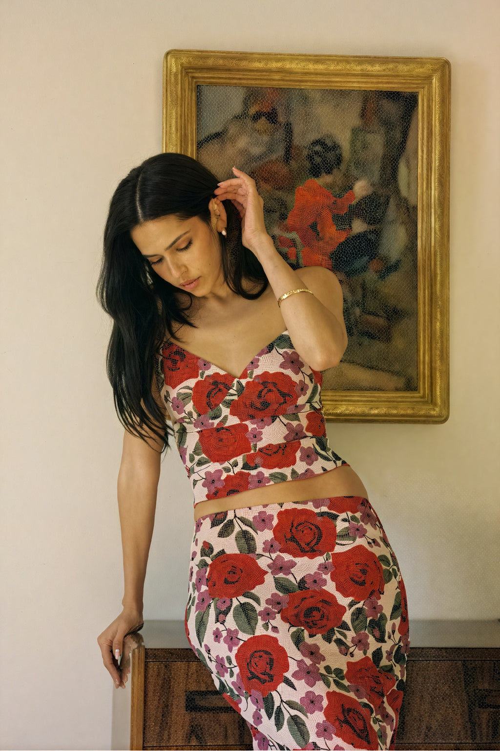 Abito Romantico Due Pezzi con Stampa Floreale