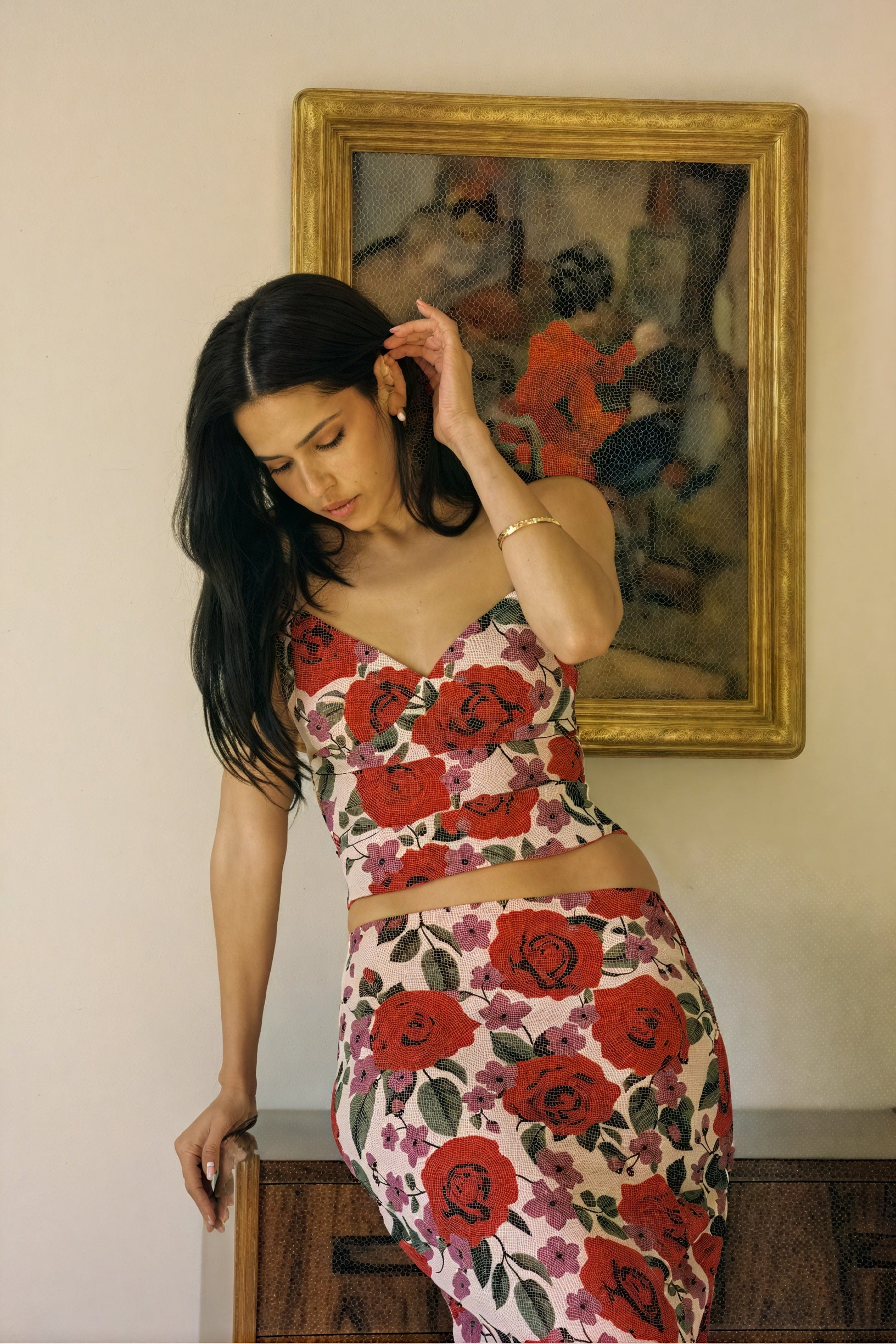 Abito Romantico Due Pezzi con Stampa Floreale