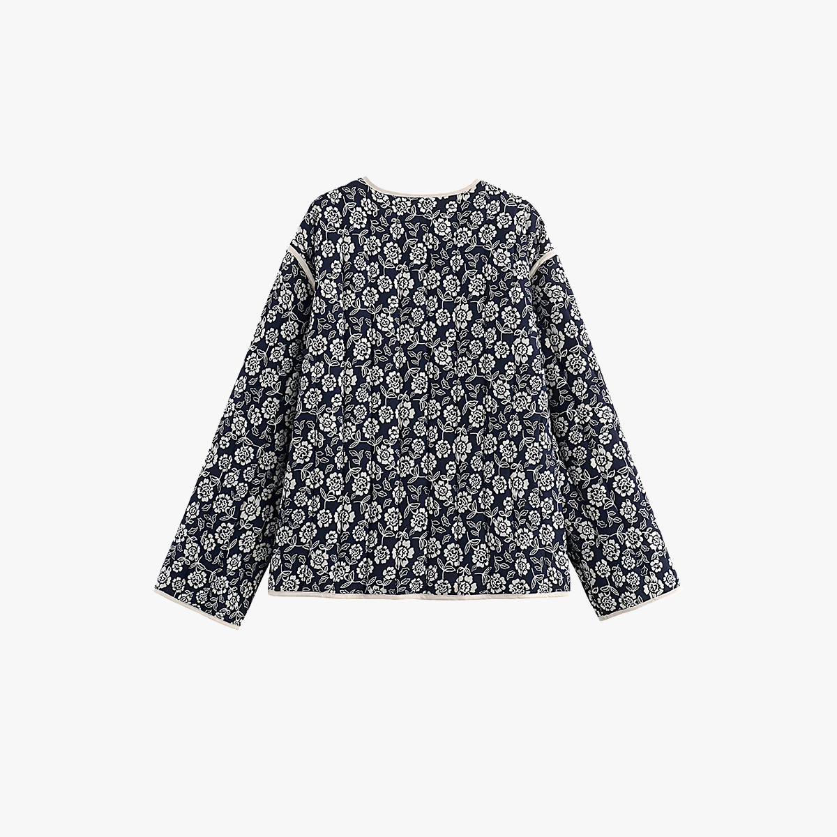 Giacca Floreale con Profilo a Contrasto