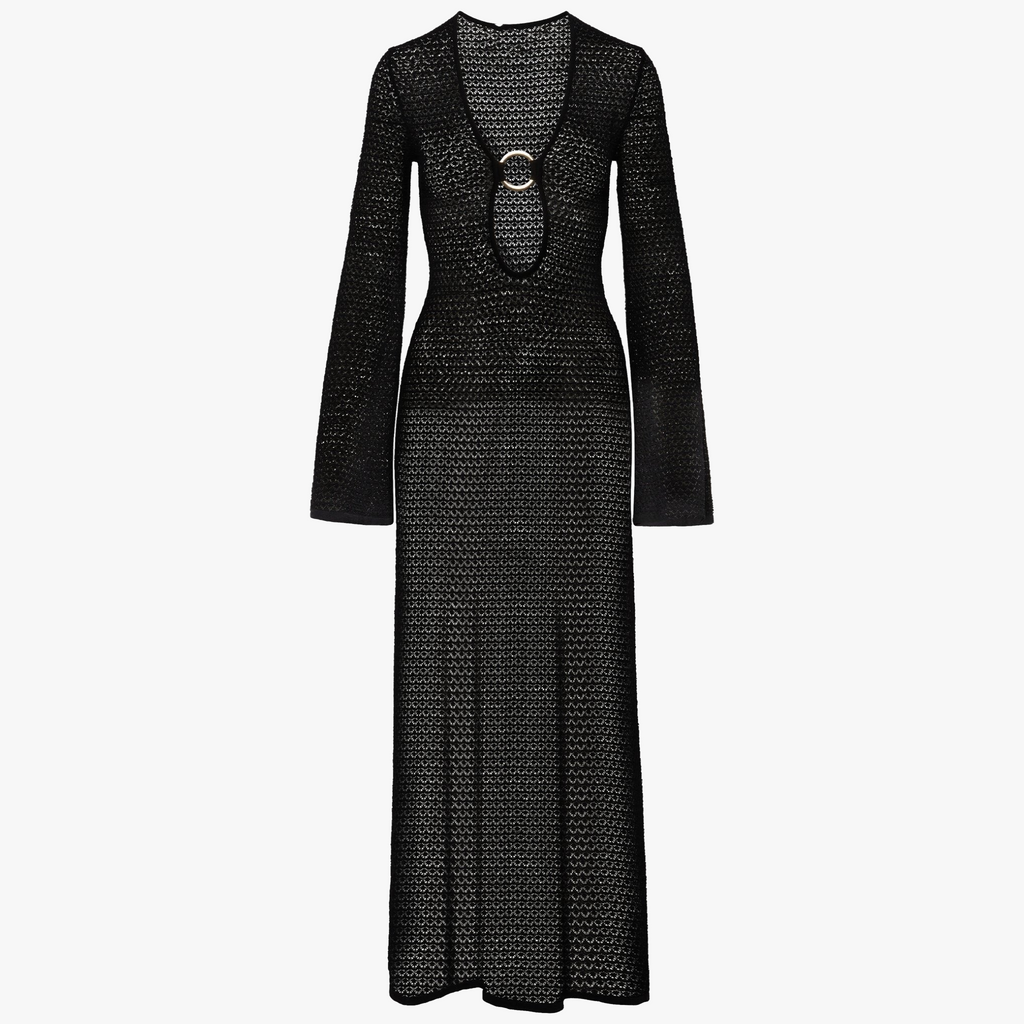 Abito Maxi Lavorato a Maglia con Spacco