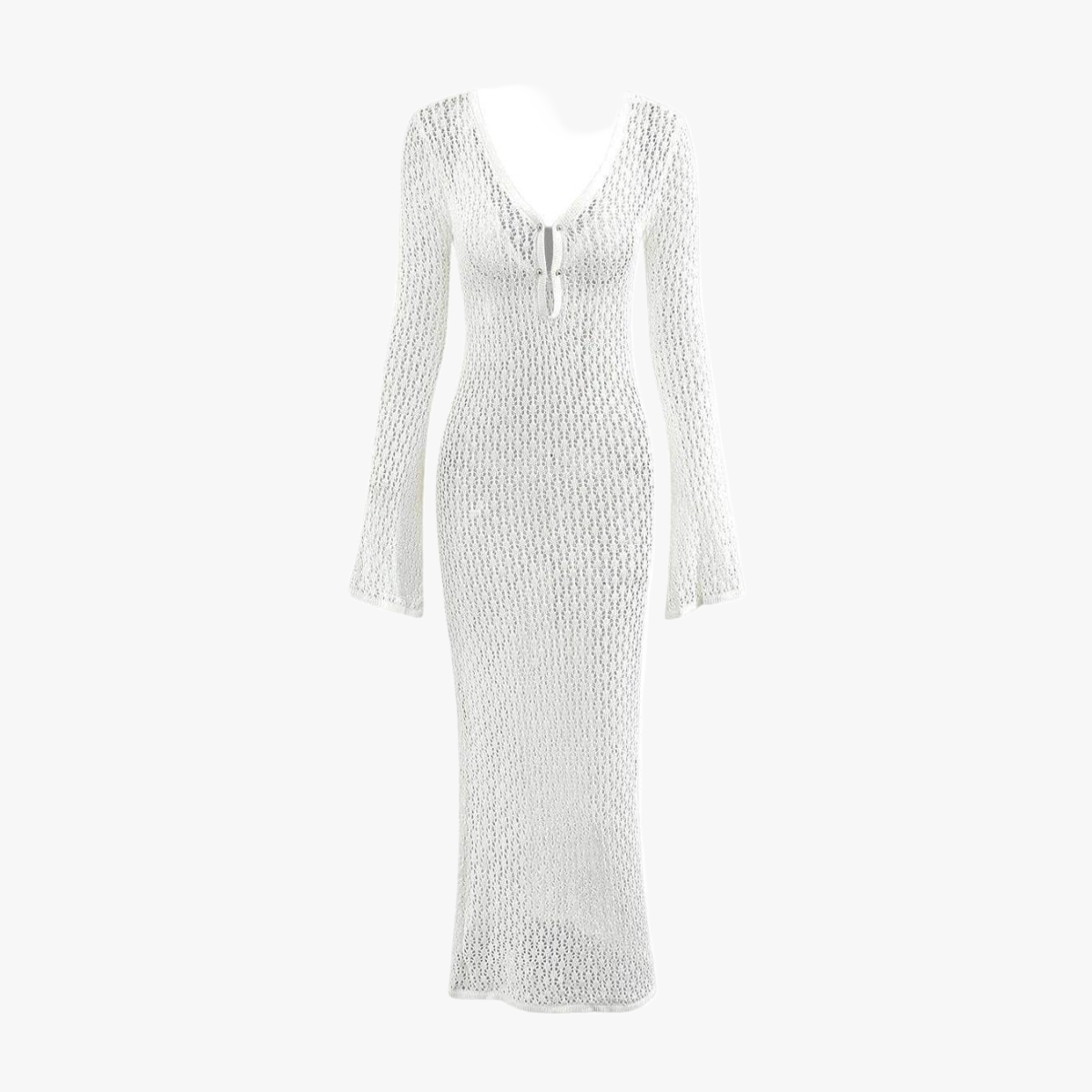 Abito Maxi in Maglia con Scollo Profondo