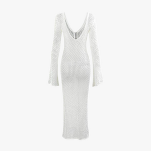 Abito Maxi in Maglia con Scollo Profondo