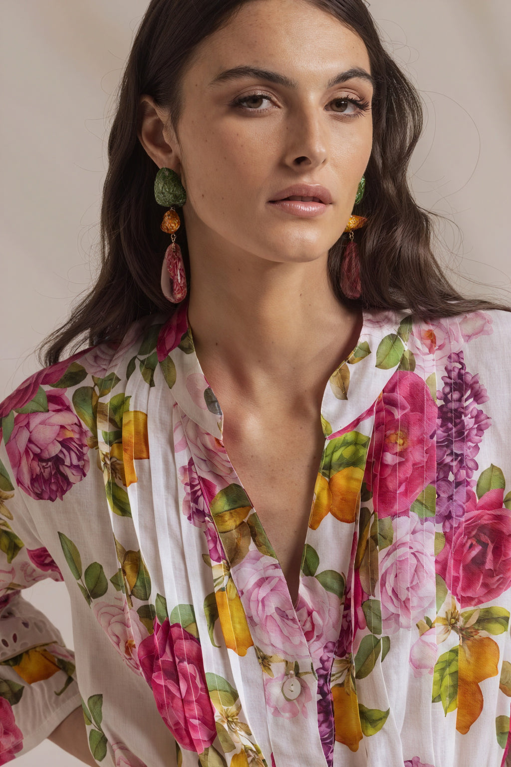 Abito Corto a Portafoglio con Stampa Floreale