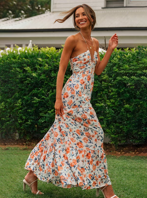 Abito Maxi Floreale con Scollo Halter