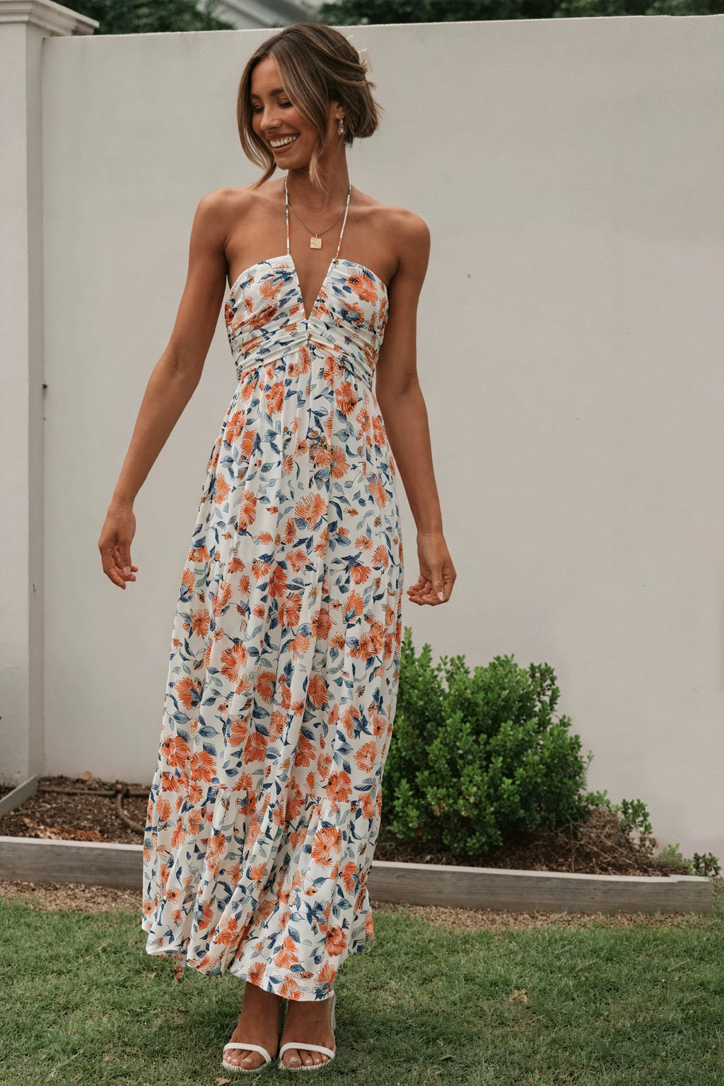 Abito Maxi Floreale con Scollo Halter