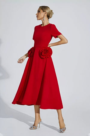 Abito Midi con Dettagli Floreali