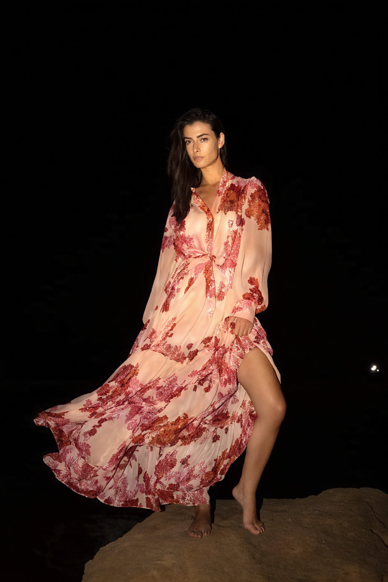 Abito Lungo Floreale con Cintura