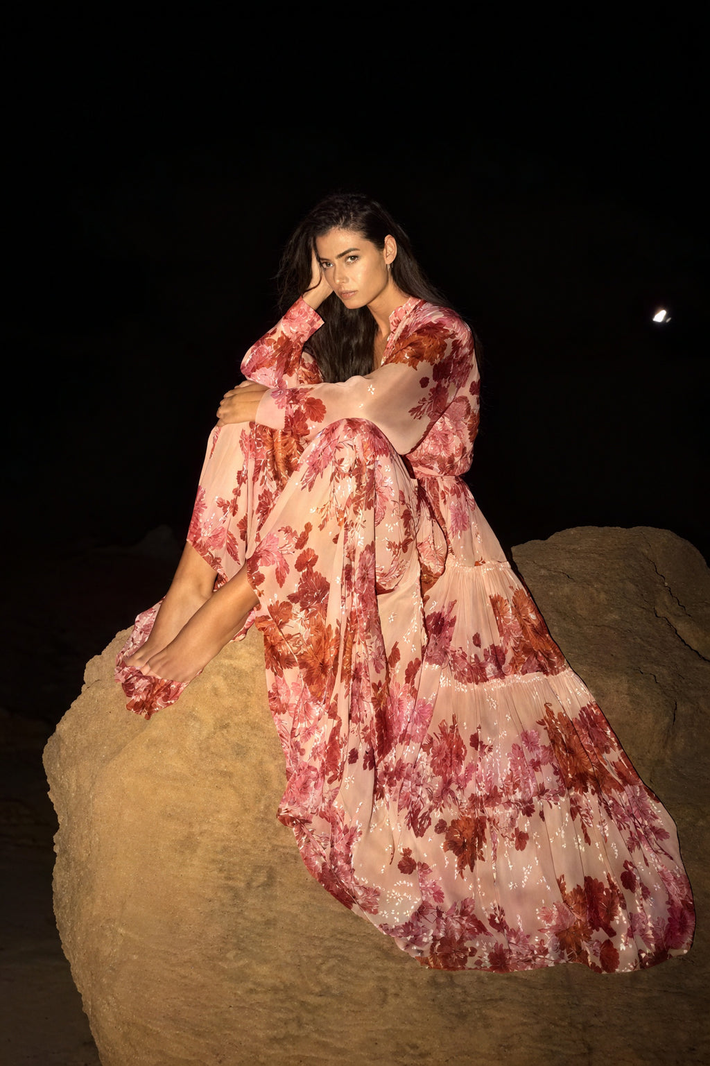 Abito Lungo Floreale con Cintura