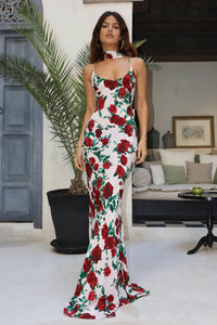 Abito Lungo Floreale con Scollo Halter