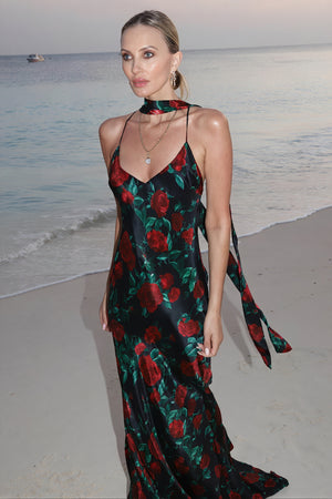 Abito Lungo Floreale con Scollo Halter