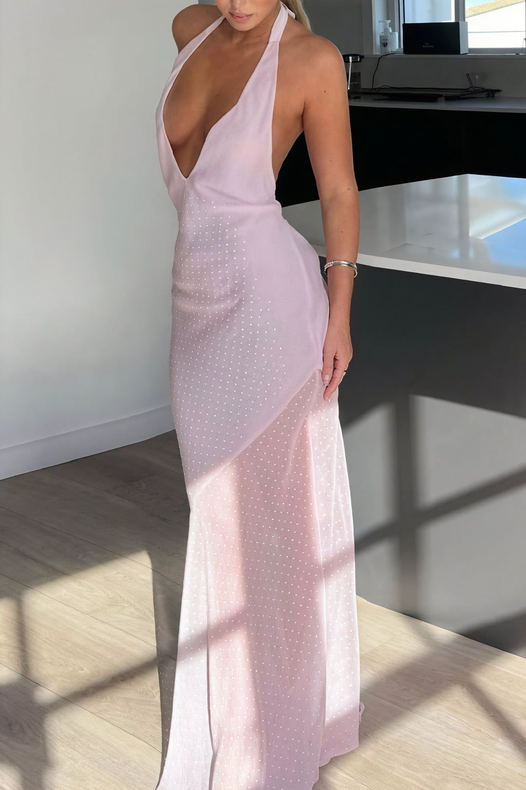 Abito Lungo Halter-Neck