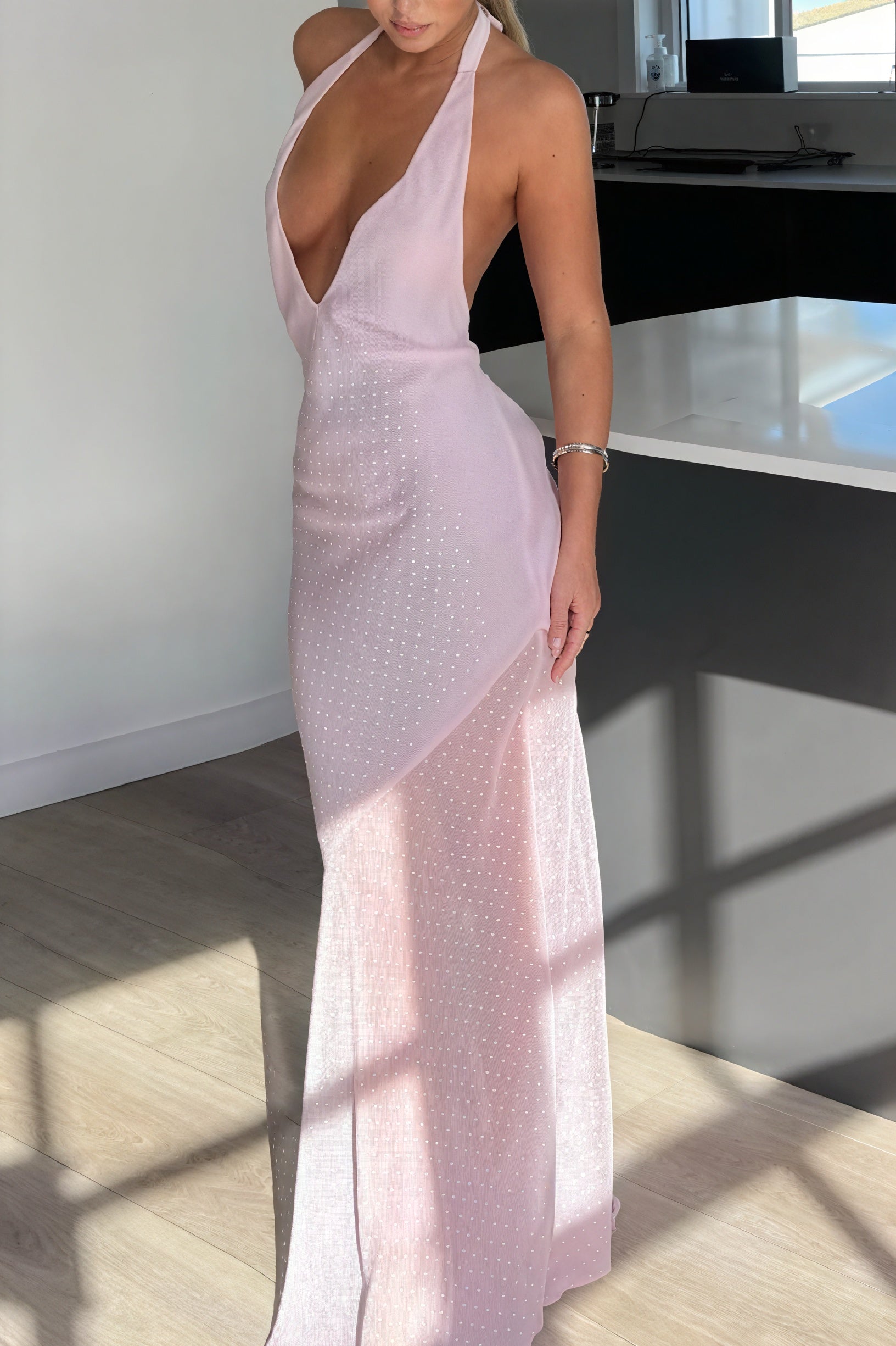 Abito Lungo Halter-Neck