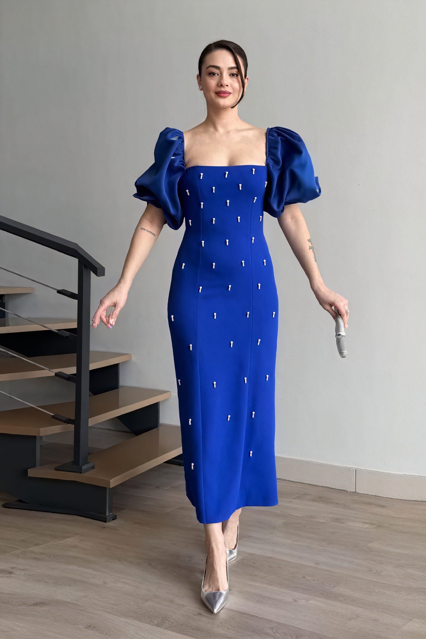 Abito Midi Puffed Sleeve