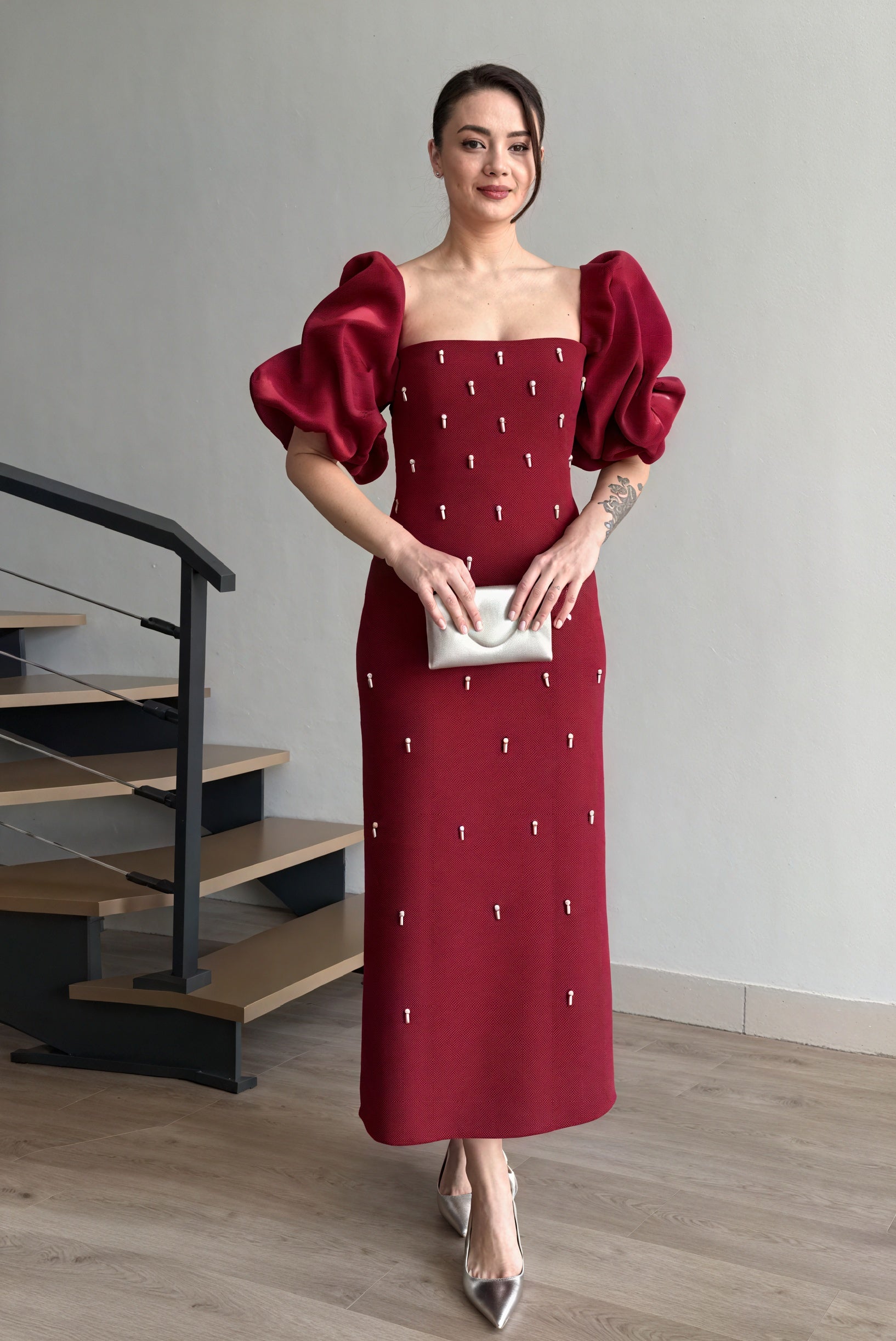 Abito Midi Puffed Sleeve