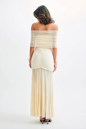 Abito Lungo Strapless con Dettaglio Ruches