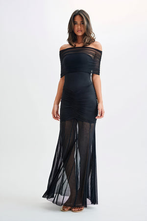 Abito Lungo Strapless con Dettaglio Ruches