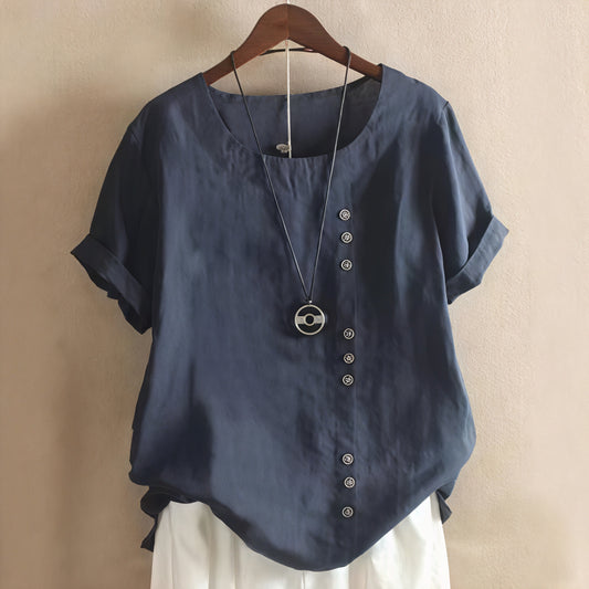 Dorio Moda Abito Donna – Design Bottoni Asimmetrici, Manica Corta, Scollo Tondo-81165-25ebbfa2-2d23-4226-9038-ffad1819ceb0