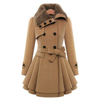 Cappotto Doppio Petto – Collo Pelliccia Sintetica, Svasato