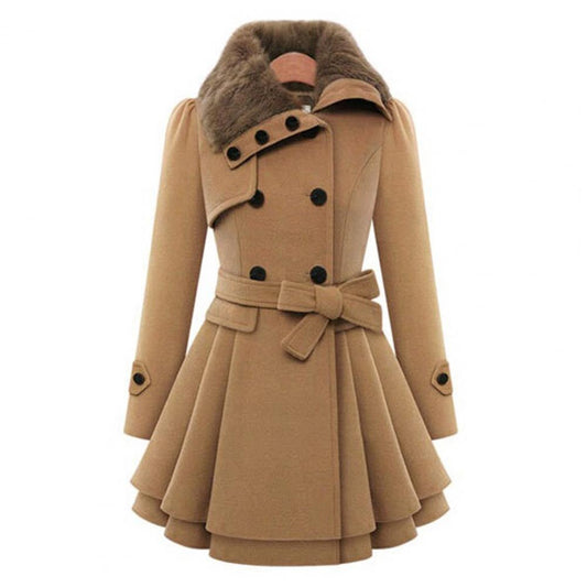 Cappotto Donna Doppio Petto – Collo Pelliccia Sintetica, Cintura, Svasato-82347-8125bc57-4c5a-4a65-b757-3656322f0604