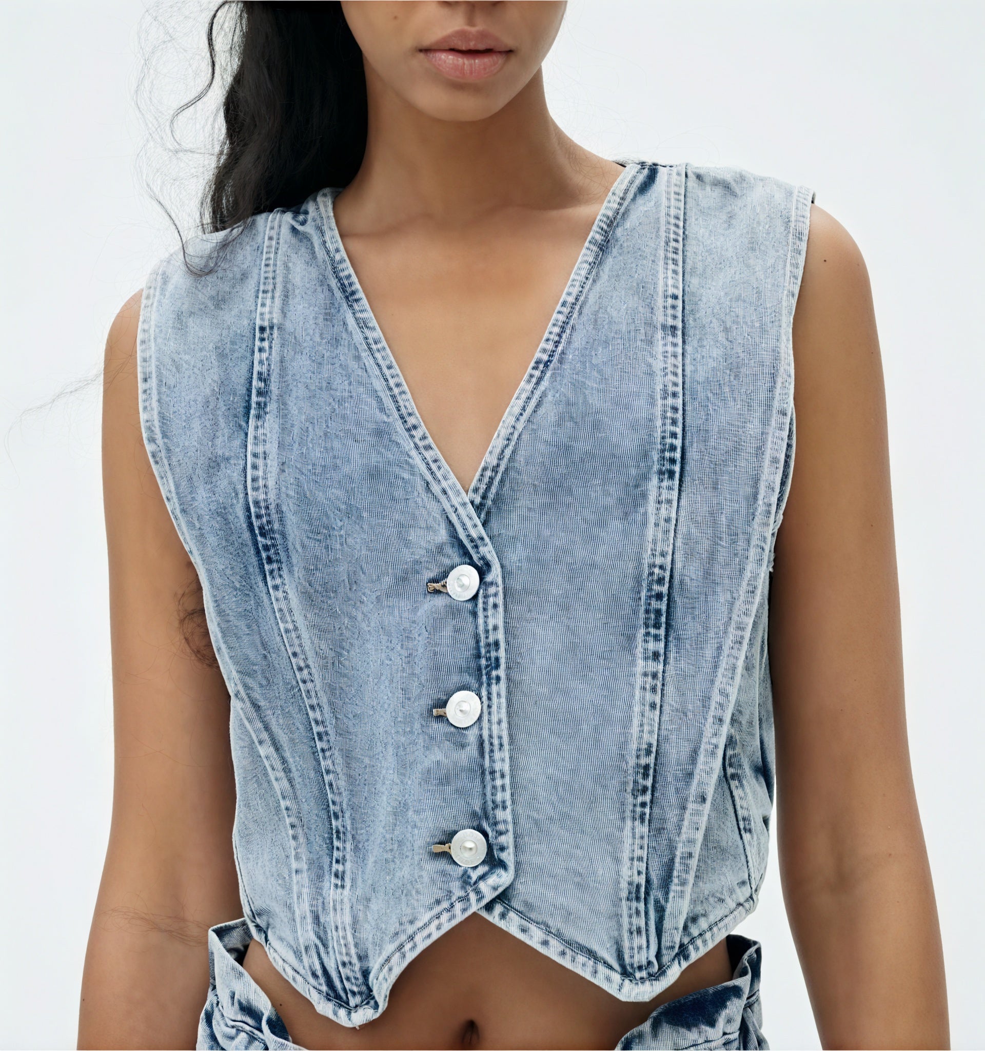 Gilet in Denim Sagomato