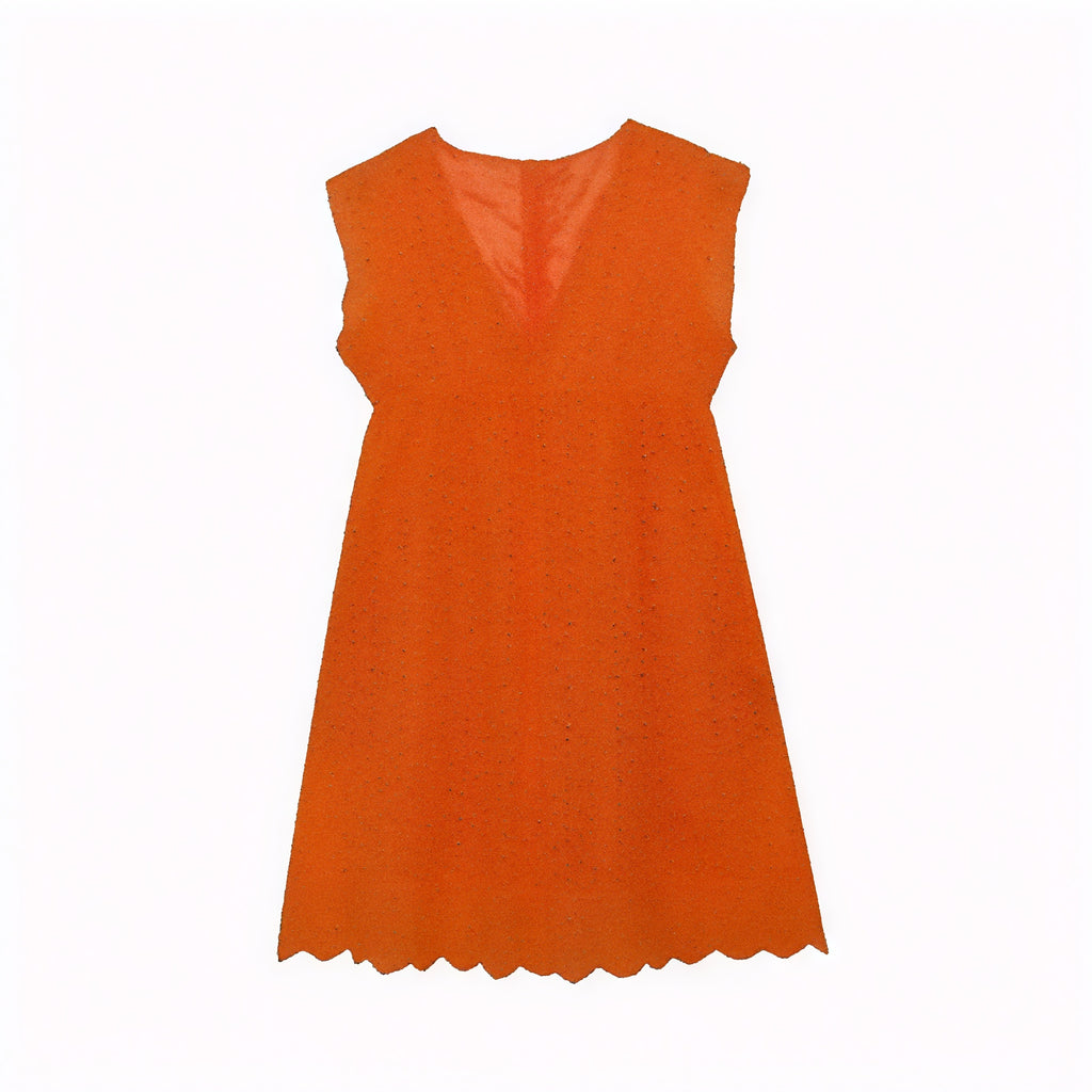 Abito Estivo Traforato Scollo a V Orlo Smerlato Senza Maniche Elegante Traspirante-81587-75e17fb2-c2bd-4f34-918f-53500a9e20da