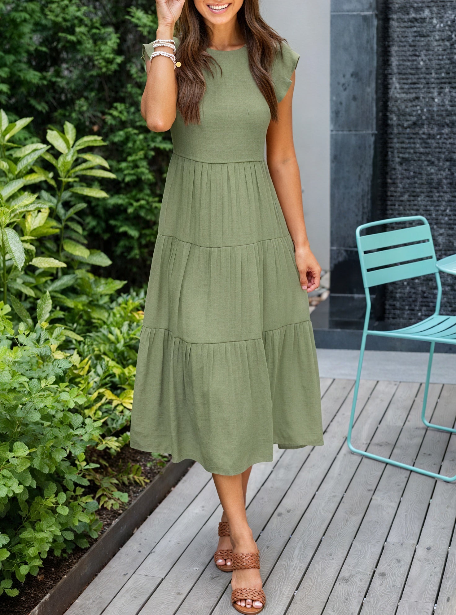 GRECERELLE Abito estivo da donna, casual, in chiffon, grazioso, plissettato, da spiaggia, con cravatta in vita, 02 blu., S GRECERELLE Abito estivo da donna, casual, in chiffon, grazioso, plissettato, da spiaggia, con cravatta in vita, 02 blu., S
