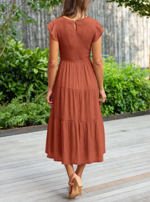 Abito Estivo Fluido Donna con Gonna a Balze, Maniche a Volant e Girocollo – Perfetto per Spiaggia e Brunch-81634-0c509a9f-0005-4256-93e3-48d32d1a1be0