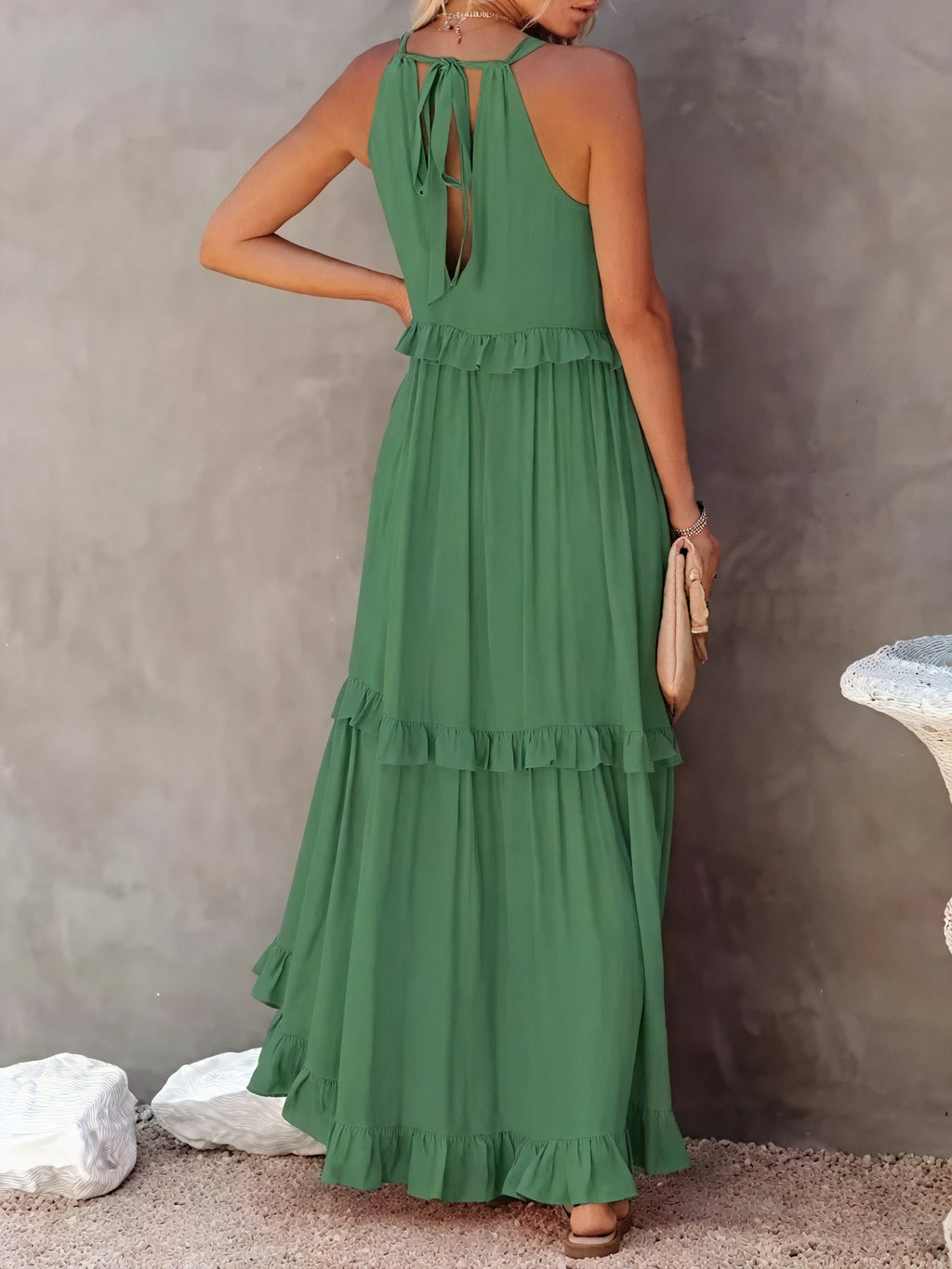 Abito Maxi Fluido Donna con Scollo All'Americana, Dettagli Volant, Design Leggero per Estate e Occasioni Casual-81649-36579b3a-24f6-49ff-be44-95d5a62b1228